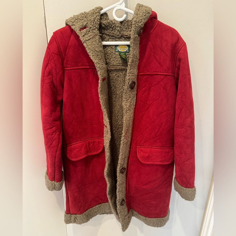 Cabela’s Women’s long red coat, size medium